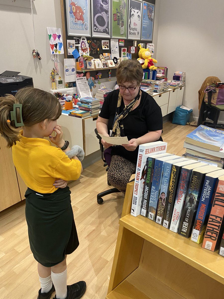 eacStPatricksPS's tweet photo. P5/6 had a lovely time at the Boswell Library this morning. We loved sharing the letters we wrote for Mrs Robertson thanking her for looking after us when we visit the library 📖. https://t.co/YBAeyB3y8R