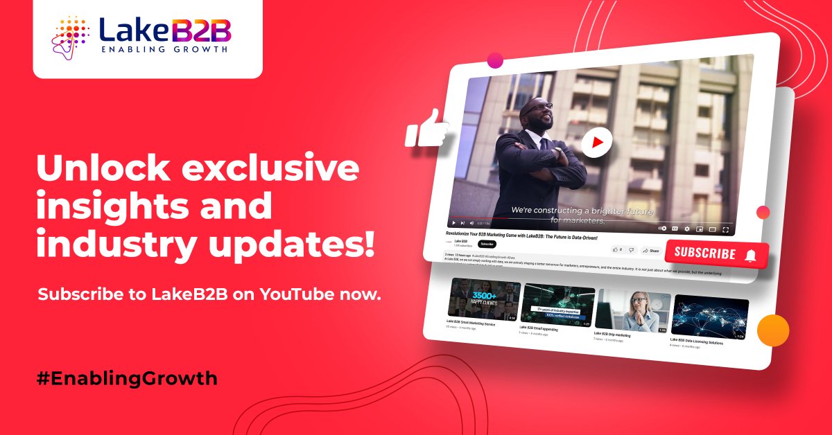 Hey there! Want to stay ahead with the latest industry insights and updates? Follow our #YouTube channel @LakeB2B for exclusive content and expert perspectives. Don’t miss out - hit subscribe today! #LakeB2B #EnablingGrowth #SubscribeNow #MarketingTips #IndustryInsights