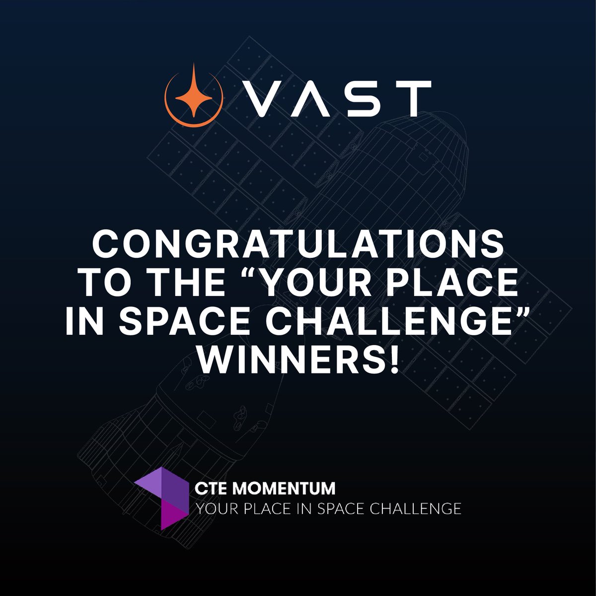 @Vast is proud to have sponsored @usedgov’s #YourPlaceinSpace Challenge to design new solutions for space missions and exploration. Congratulations to the incredible students and teachers named challenge winners! 🎉 Meet the winners: yourplaceinspacechallenge.com/winner-announc…