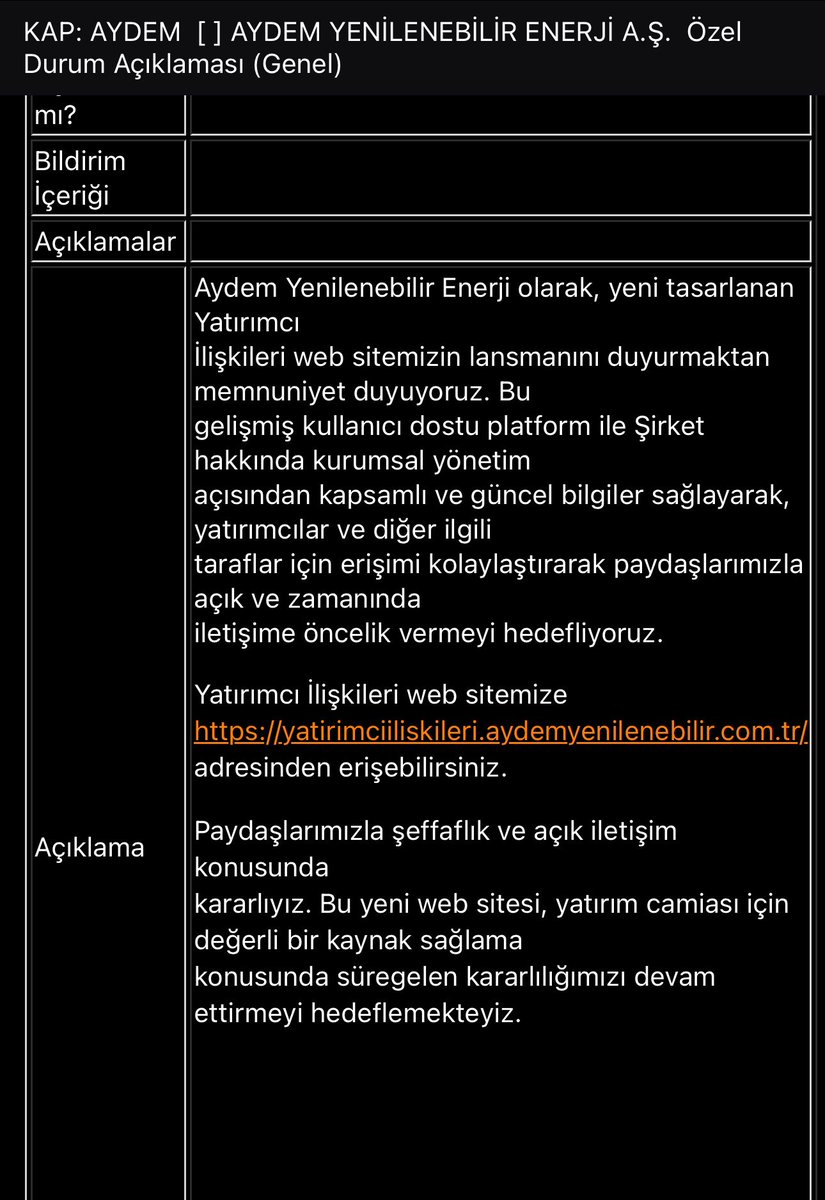 #Aydem Yenilenebilir Enerjiden yatırımcı dostu yeni web sitesi
#bist #akfye #zoren #astor #taten #gwind #esen #enjsa #aksen #GESAN #uluse #odas #huner #mogan #cates #CWENE #eupwr #KCAER #mgros #alark #ARCLK #ISCTR