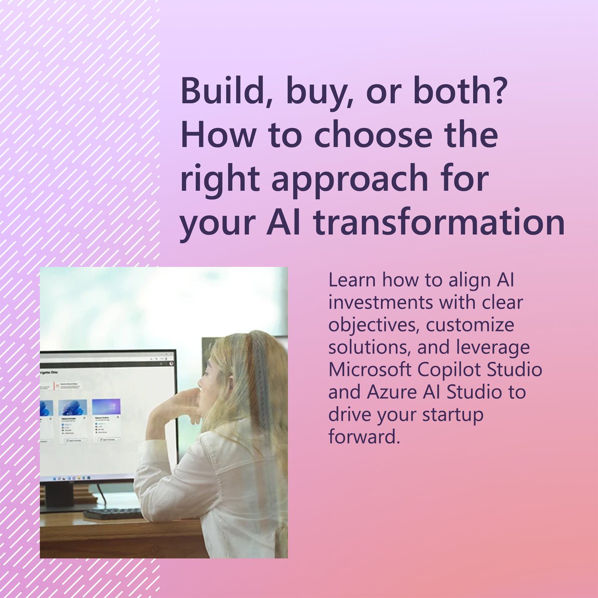 The generative AI question: build, buy, or both? Discover the advantages of aligning AI initiatives with your business objectives: msft.it/6012cW2ew