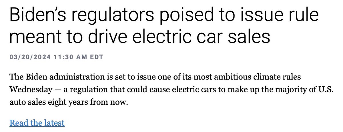 American consumers: We don't want to buy electric cars even if you give us $7500 to purchase one. Joe Biden: Hold my beer