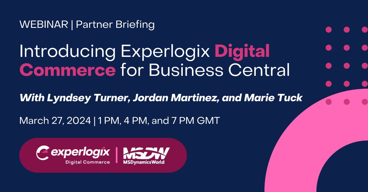 📢 Calling all Microsoft Business Central Partners! Mark your calendars for next Wednesday, March 27th, as we host a webinar introducing Experlogix Digital Commerce for Business Central. 💼  Register here: hubs.ly/Q02q7vyk0
#MicrosoftDynamics #BusinessCentral #MSDyn365BC