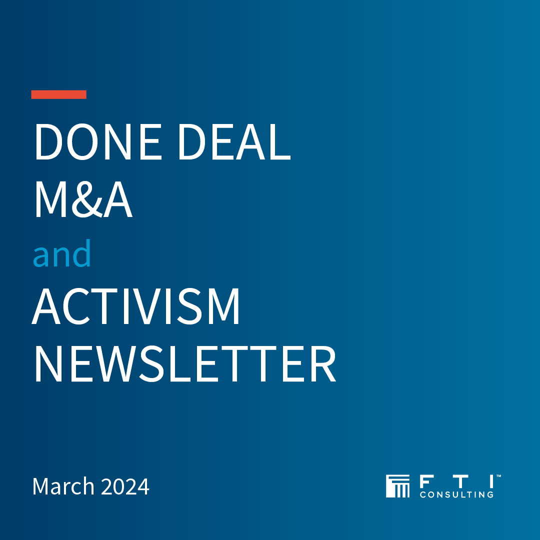In the latest Done Deal newsletter, our team shared survey research observing perspectives on M&A from D.C. policymakers, insights on competition trends impacting telecommunications mergers, and some thoughts on key trends within banking M&A. Read here: bit.ly/497JggK