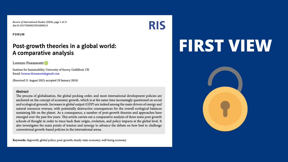 🚨 New First View Article 🚨 'Post-growth theories in a global world: A comparative analysis' by @lofioramonti is now available to read #OpenAccess on our website! 📄 👉 buff.ly/4agCB4S
