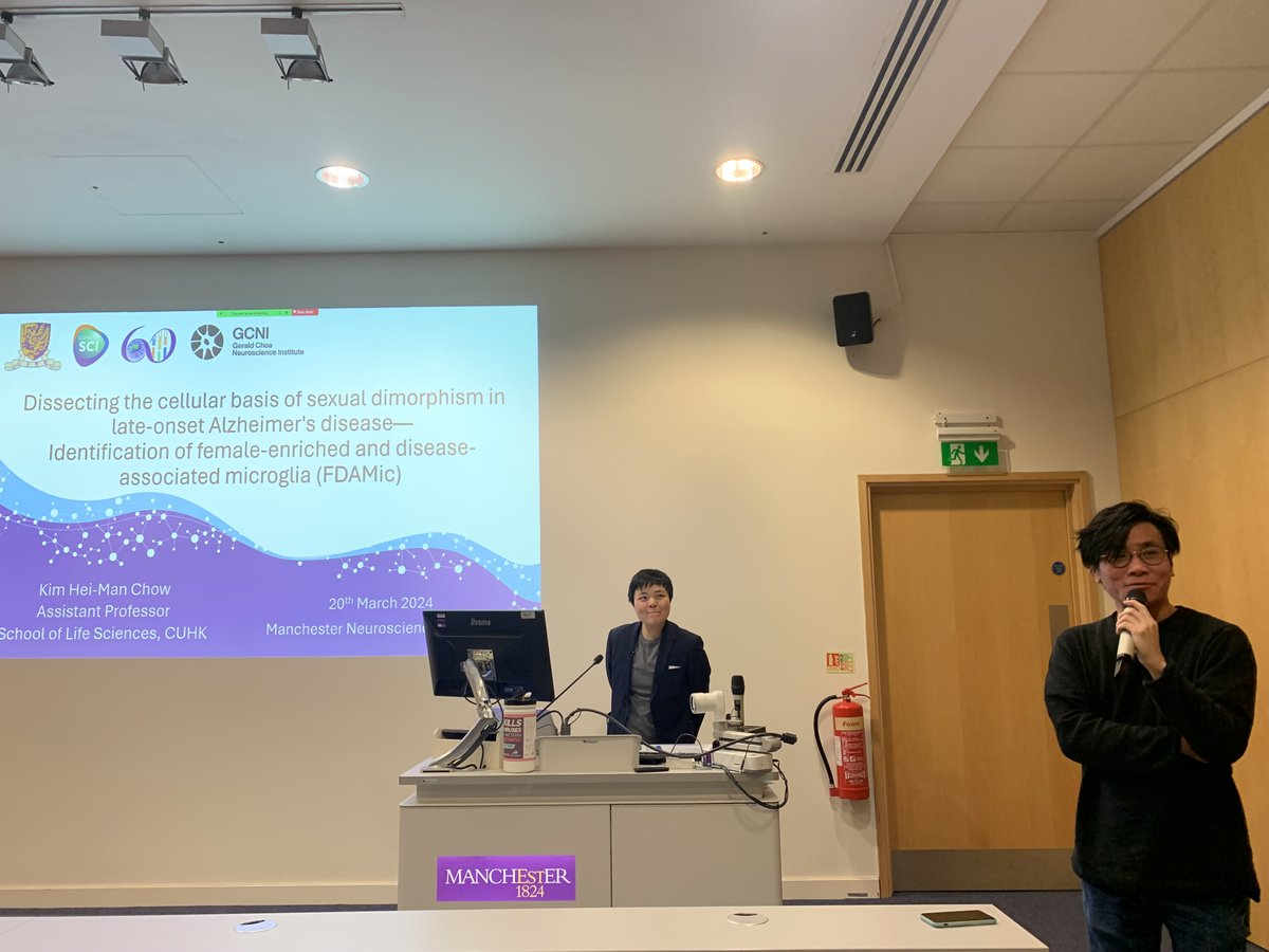 A fascinating seminar today from visitor Dr Kim Chow of <a href="/CUHKofficial/">The Chinese University of Hong Kong - CUHK</a>. Huge thanks to <a href="/RoyNgLab/">RoyNgLab</a> and everyone who attended! 🧠 #neuroscienceseminar #manchesterneuroscience #alzheimersdisease
