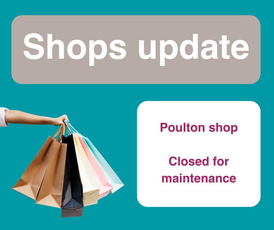 Our Poulton shop is currently closed while we carry out some maintenance. We're sorry for any inconvenience this may cause. 👉 Check here for your closest shop for bargains and donations, supporting local hospice care: bit.ly/3D4JdEw