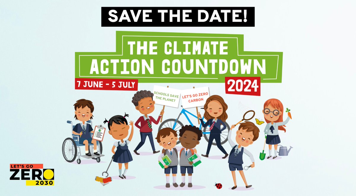 The #ClimateActionCountdown is coming from 7th June to 5th July - coinciding with this year's #GreatBigGreenWeek! We can't wait to be part of 29 days of fun, inclusive and inspiring schools action. Sign up to hear more 👉 bit.ly/3TBdFj2