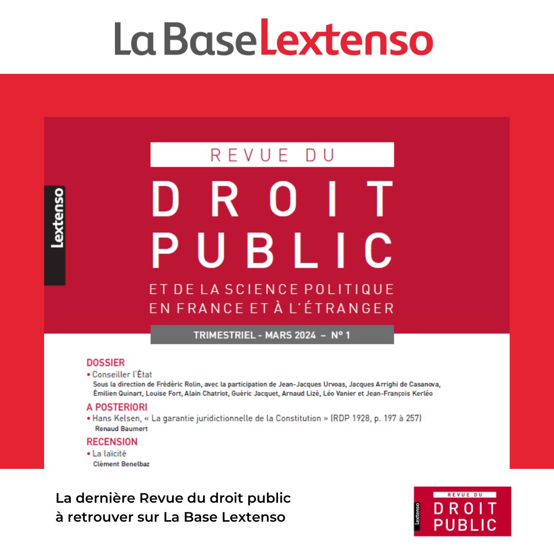Lextenso_ed's tweet photo. REVUE DROIT PUBLIC 📰| La toute nouvelle version de la Revue du Droit Public est sortie ! Découvrez le sommaire ➡️ https://t.co/mNzU0Re4M6

Dans ce format agrandi, vous trouverez :
🟢 Un dossier sur «Conseiller l'Etat» 
🟢 8 articles de doctrine

@JJUrvoas @AnneLGirard @LMGR02 https://t.co/vx6tmnr14o