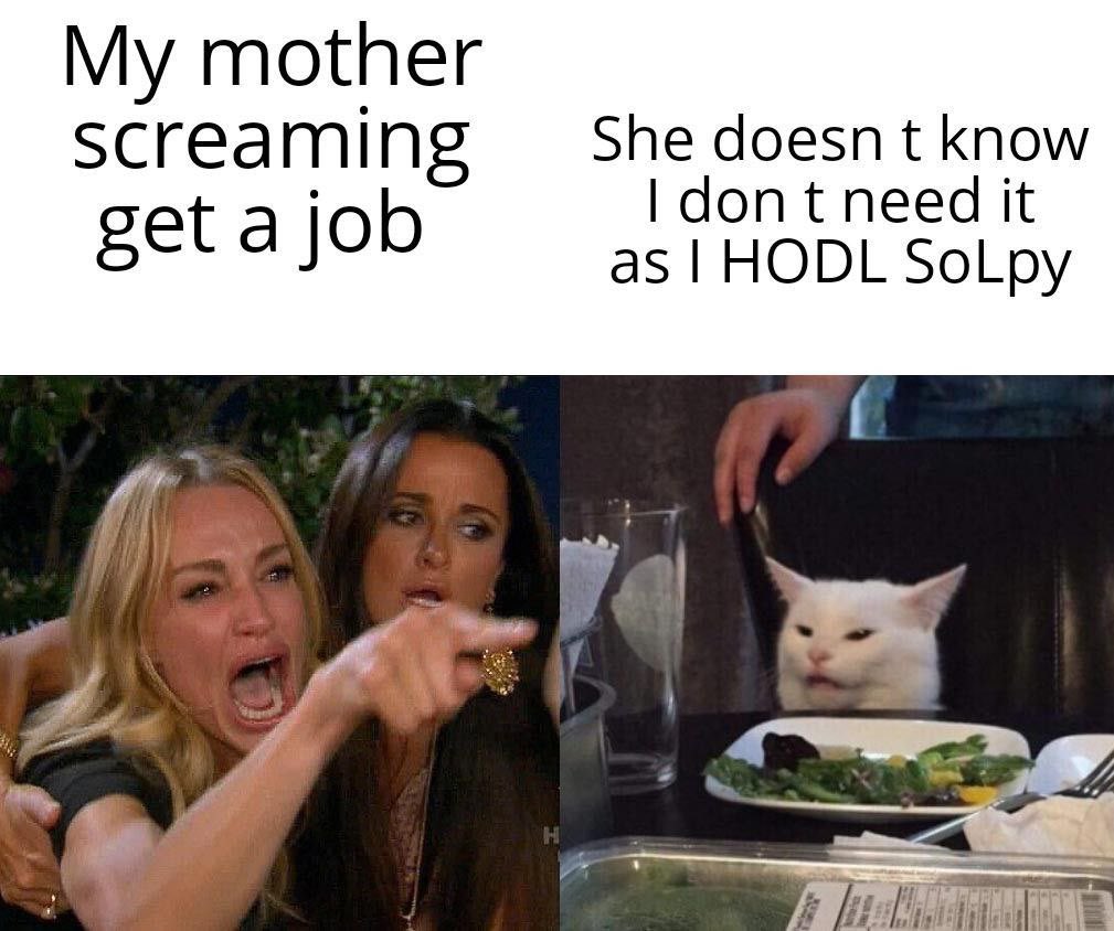 Hey mom don’t you see I eat vegetables too? 😇

#CryptoRecover #EatTheDip #HODL #LilDip #SolanaMemecoin #SoLpy