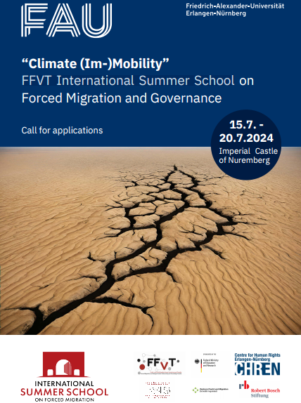 CALL FOR APPLICATIONS for this year's @FFVT_Project International Summer School on Forced Migration and Governance focusing on 'Climate (Im)Mobility' - Find out more 👇 humanrights-centre.fau.de/2024/03/19/cal… #migration #displacement #cliamtechange #disasters