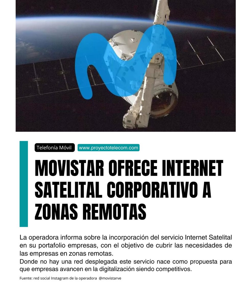 ProyectoTelecom's tweet photo. La operadora #Movistar ofrece en su portafolio empresa nuevo servicio Internet Satelital a zonas remotas del país. https://t.co/sNd5MegINa
