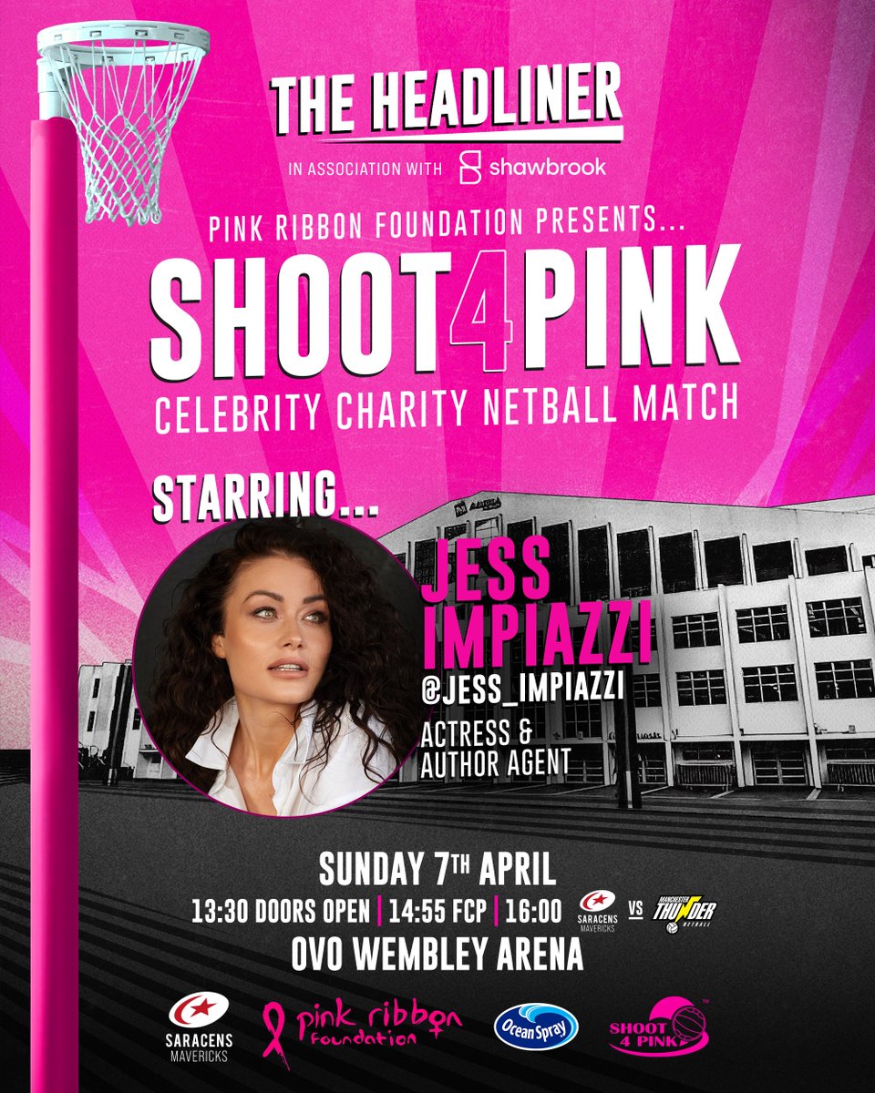 Jess Impiazi & Jay McGregor are coming to The Headliner! 🏟️ @jess_impiazzi @jaymcgregor_ Our star-studded Shoot4Pink Celebrity Charity Netball Match is heating up 🔥 as these two lace up their court shoes on the 7th April at OVO Wembley Arena! 🏐 shorturl.at/adFV3 🎟️