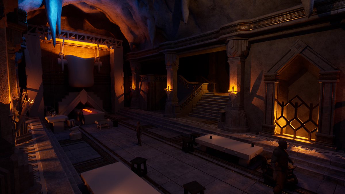 Jibb_Gameart's tweet image. Week 2 of progress for our @BeyondExtent team challenge! Lots of progress has been made after our meeting with Adam! Up next is finishing up the UVs and bakes for the railings, and then onto some rocks for the ceiling!

#3dart #3denvironment #dwarven #art #realism