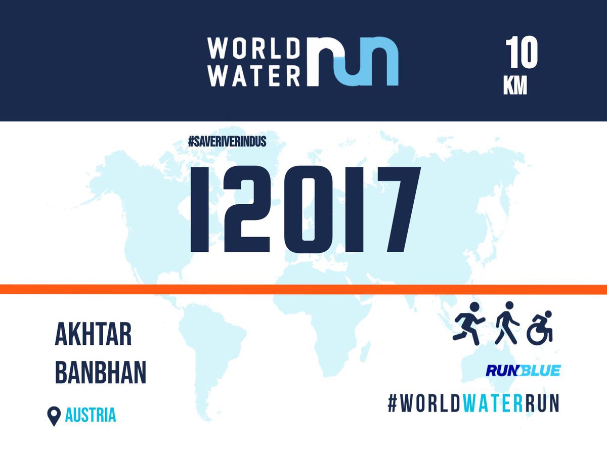I'm doing #WorldWaterRun from 18-24 March in honour of #WorldWaterDay March, 22. Let's work for peaceful governance & cooperation in the #water sector Join me! Sign-up is free & fast at worldwaterrun.com Write #SaveRiverIndus🦭 in Group option to honor Great River Indus.…