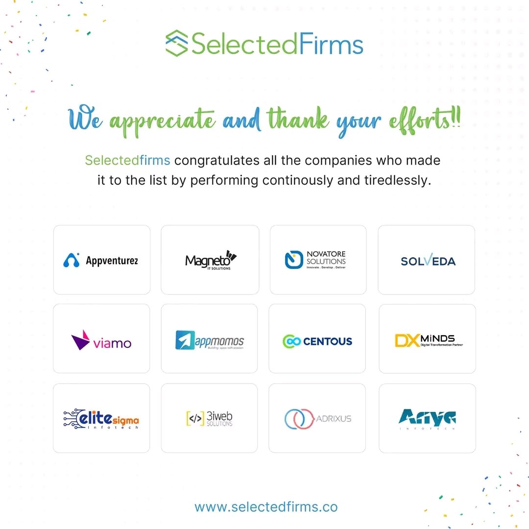 EliteSigma Infotech LLP extends its gratitude to SelectedFirms for the recognition! We're honored to be among top Adobe commerce development companies, and value your acknowledgment of our dedication to innovation in this domain.
