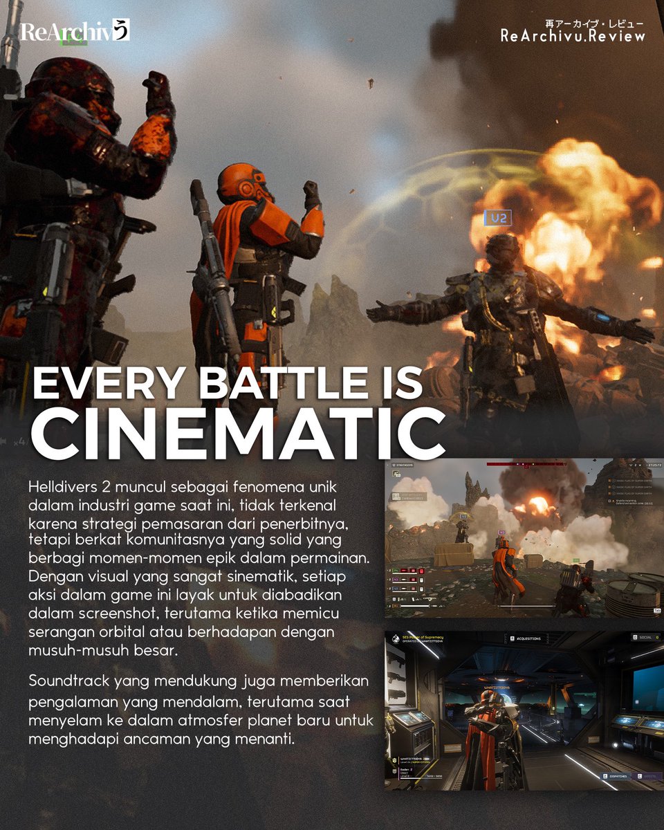 Rearchivu's tweet photo. Final verdict. Tonton ulasan lengkapnya di kanal Youtube ReArchivu!
Link video: https://t.co/Ve9B2Z6hlN
#helldivers2 #helldivers2review #gamereview #helldivers2gameplay #rearchivu https://t.co/vuaTZ79pay