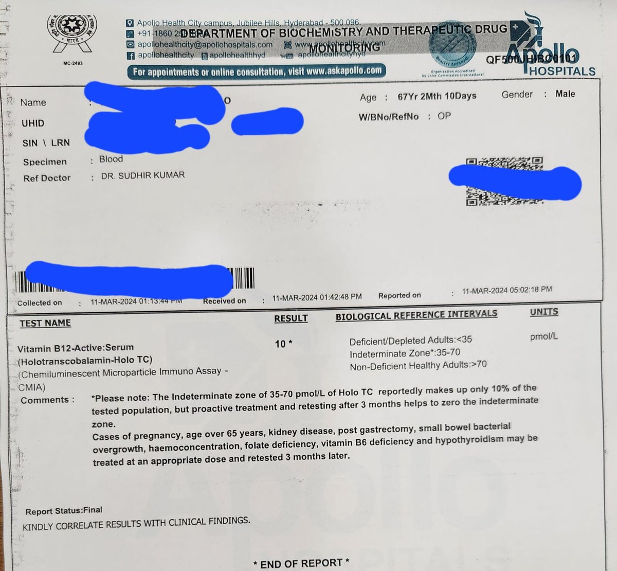 hyderabaddoctor's tweet image. A common cause of nerve damage in a vegetarian

67-year old gentleman presented with 8 months history of burning, tingling and pain affecting both feet and legs. He was a &quot;pure vegetarian&quot;.

Clinical features were consistent with a diagnosis of peripheral neuropathy (damage of…