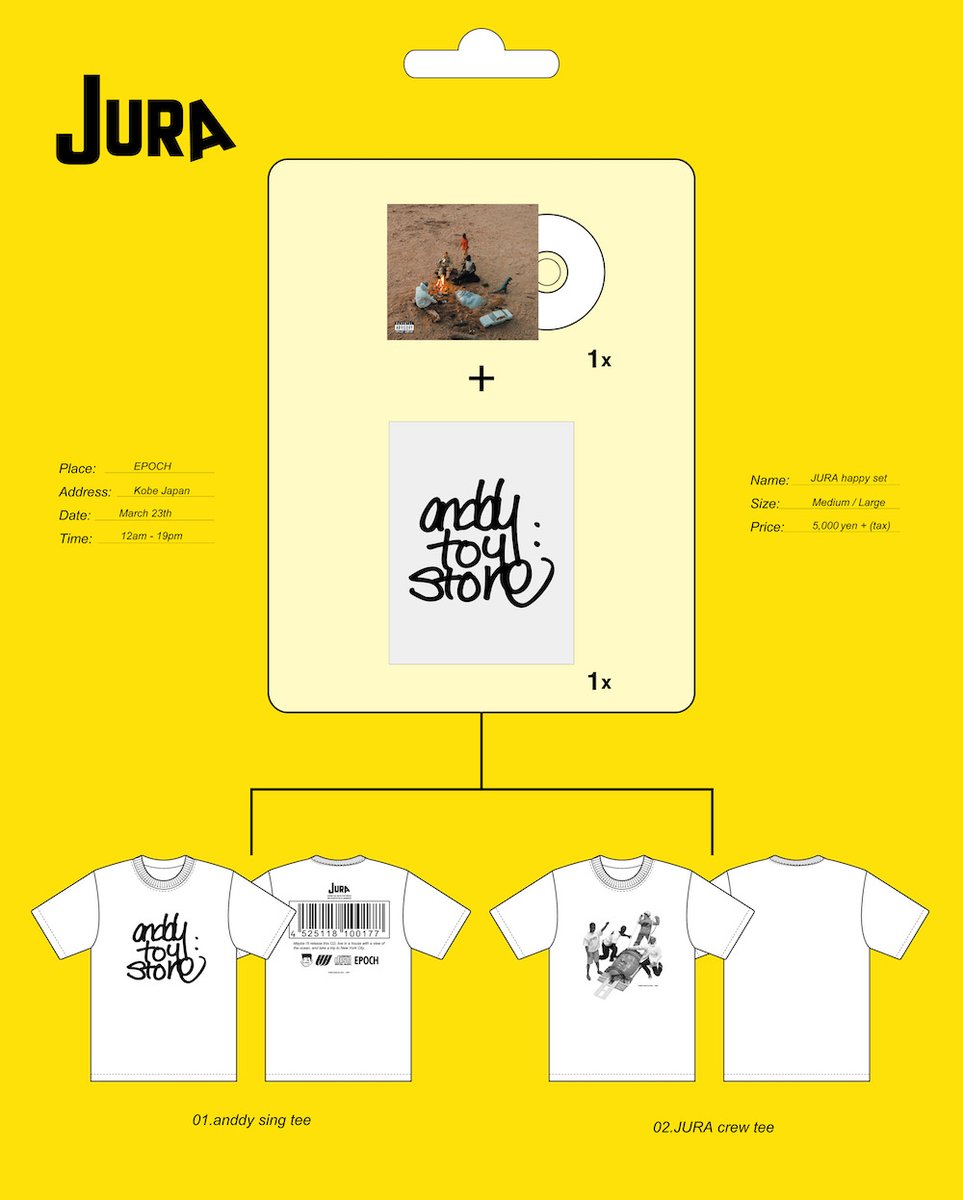 Spincoaster_2nd's tweet photo. 【NEWS】anddy toy store、2nd アルバム『JURA』リリース決定

ビートは全曲ip passportが担当、近しい仲間たちを客演に迎えた一作

神戸・EPOCHにてポップアップも開催 https://t.co/gasCuiZcrN @toy_store93 https://t.co/t5vibNqXC8