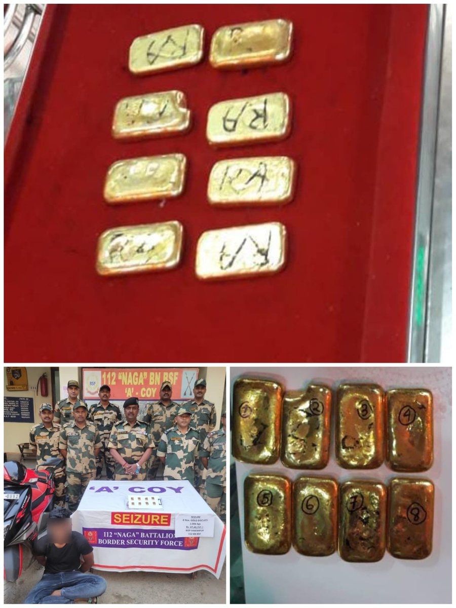 PatelRahul98's tweet photo. Smuggling thwarted! BSF's swift action prevented illegal transfer of gold, safeguarding national interests and security.
#BSFseizedGold #TejRanStory 
#GoldSmugglingRacket
#IndoBangladeshBorder
#TeJran https://t.co/IEbkYShh91