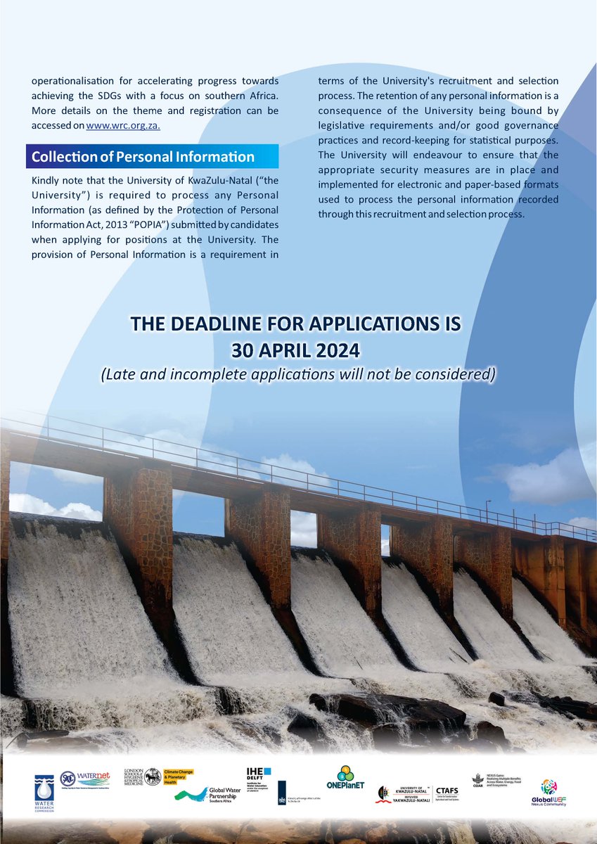 GWPSAF's tweet photo. The call for applications for the 2024 Water-Energy-Food (WEF) Nexus Training is now open. 

Early career researchers, postgraduate students, and managers are welcome to apply before 30 April 2024. 
https://t.co/LNKEobNJov https://t.co/1S5chwFwO2