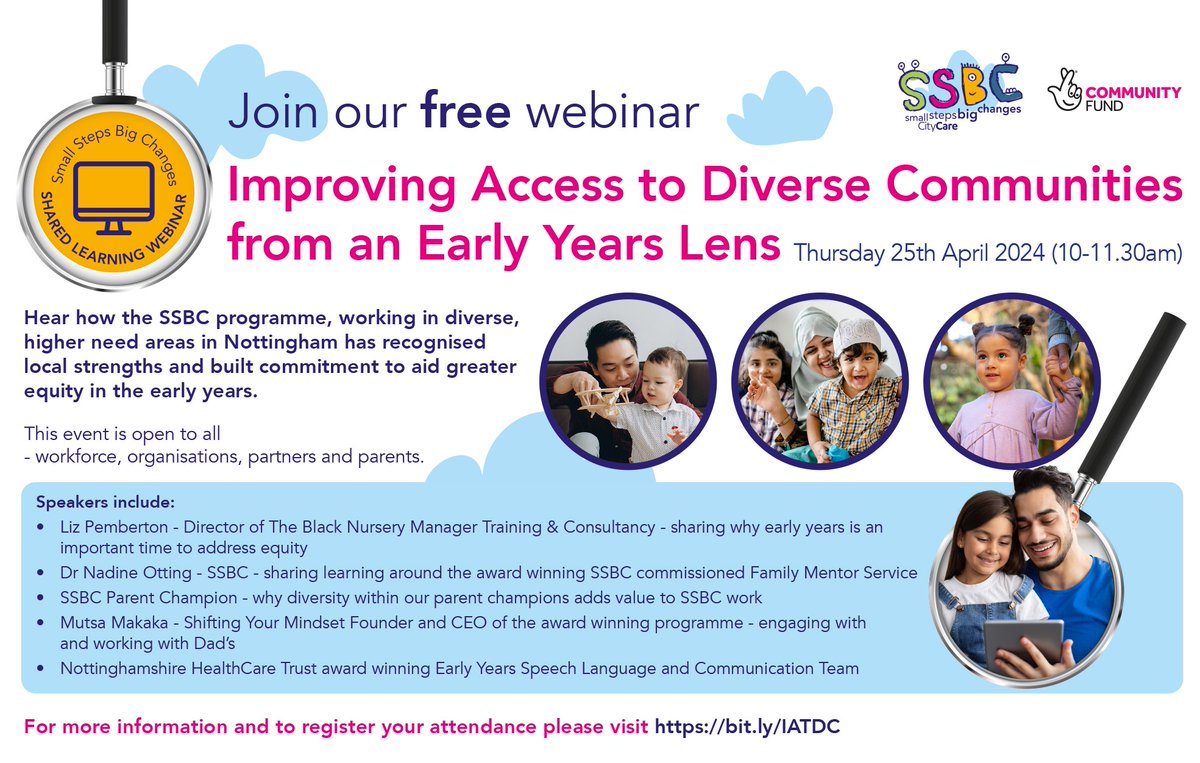 💻Join our Free Webinar💻Improving Access to Diverse Communities from an Early Years Lens🔍 Hear our guest speakers @lizpemtbnm & @shiftingyomind (and more!) sharing the importance of equity, local strength & opportunities Register today: us02web.zoom.us/webinar/regist…
