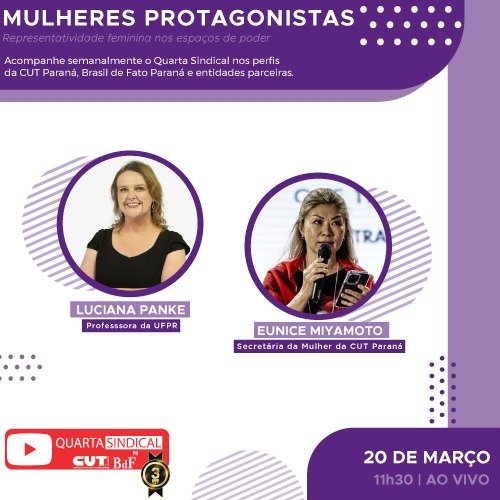 Hoje participo do programa Quarta Sindical para falar sobre meu novo livro e sobre representatividade política das mulheres. É às 11h30 em facebook.com/CUTdoParana/
