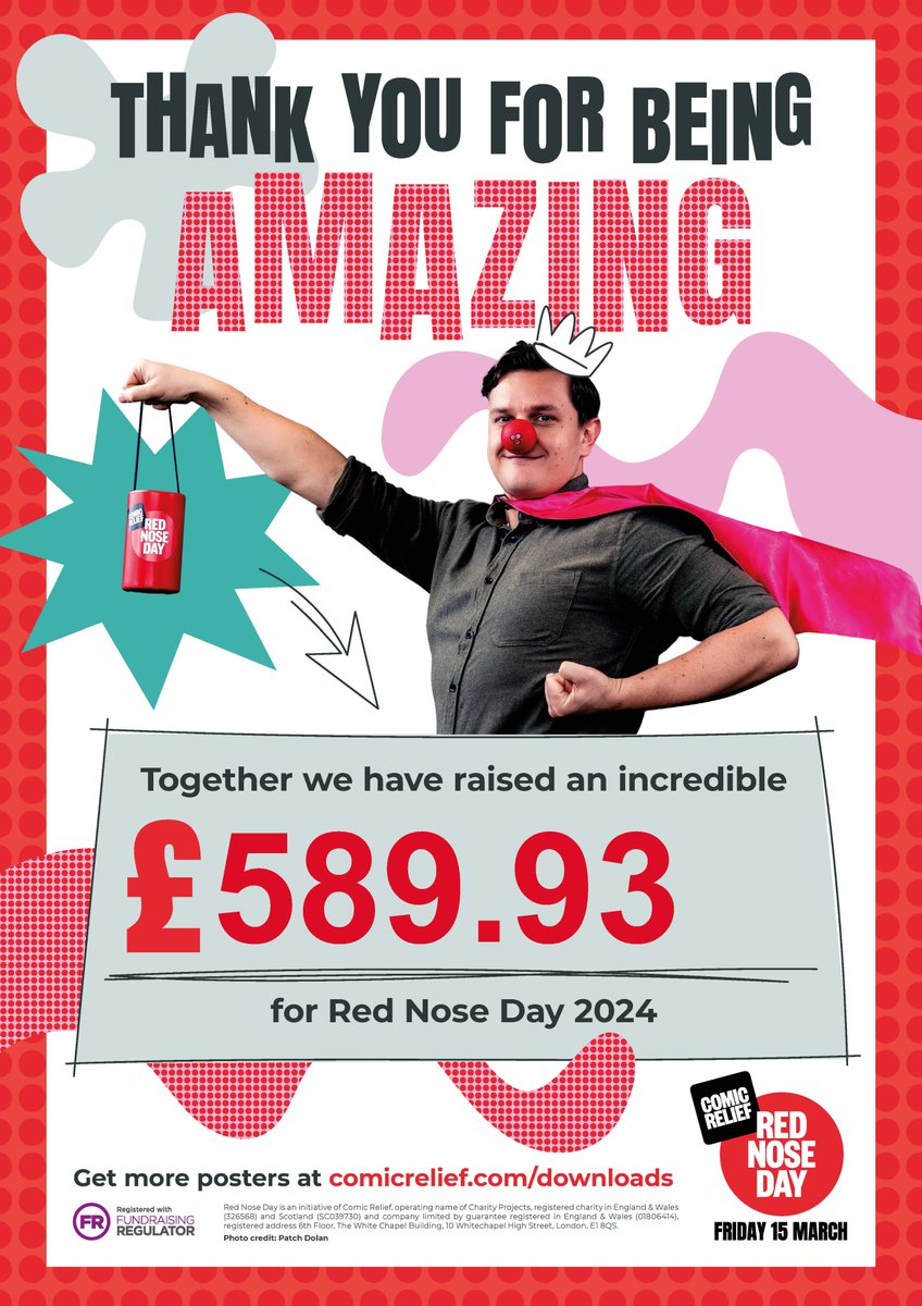 🎉 We're thrilled to announce that our fundraising efforts for the Red Nose Day appeal have totalled £589.93! 📷 Huge thanks to our amazing staff and students for their enthusiastic participation in all the activities. Together, we're making a difference! #rednoseday2024 📷