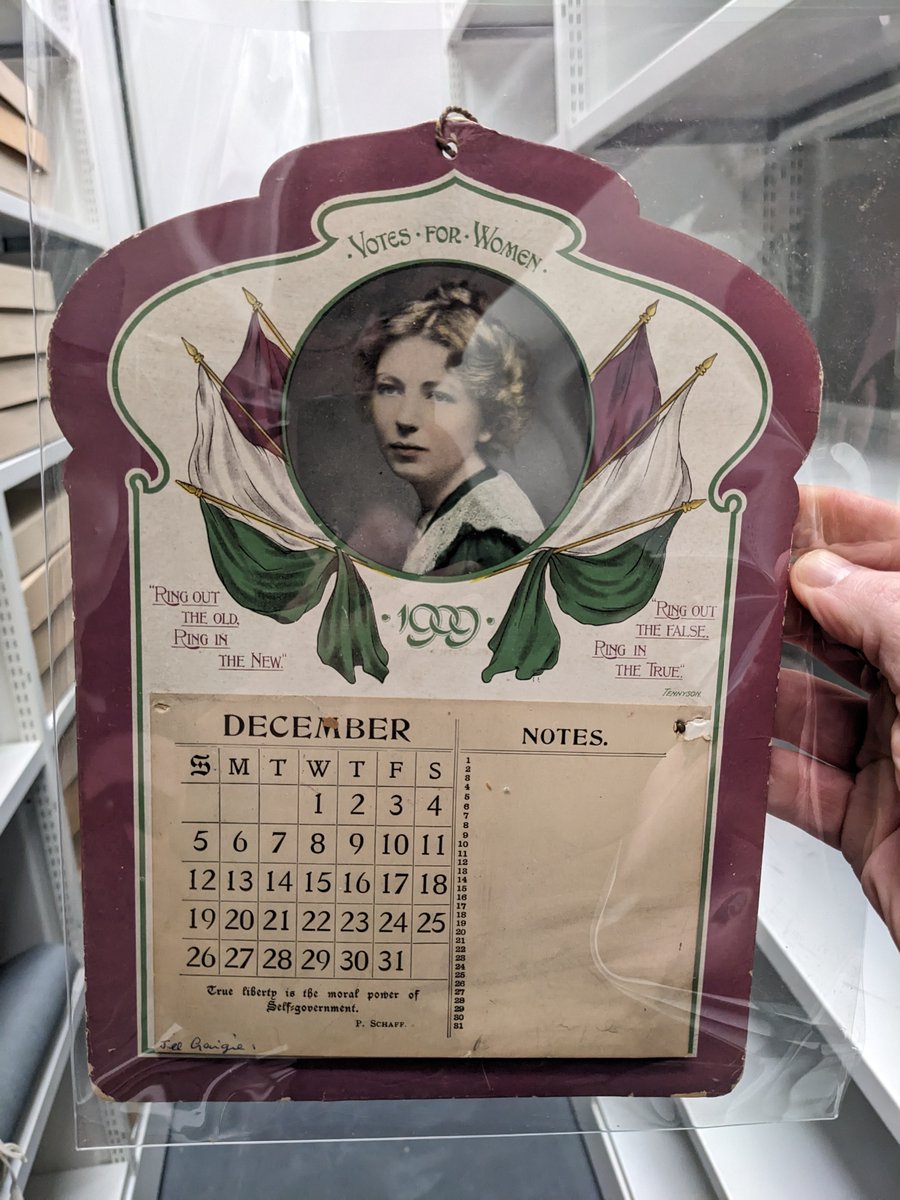 Today's #ArchiveFind is this wonderful 1909 suffragette calendar featuring Christabel Pankhurst. Held in Jill Craigie's archive 📁7JCC #VotesForWomen