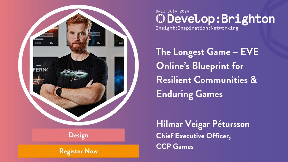 Join @HilmarVeigar from @CCPGames at this year's conference as he discusses long-term success in gaming via community building, positive culture and player evolution on @EveOnline. #DevelopConf