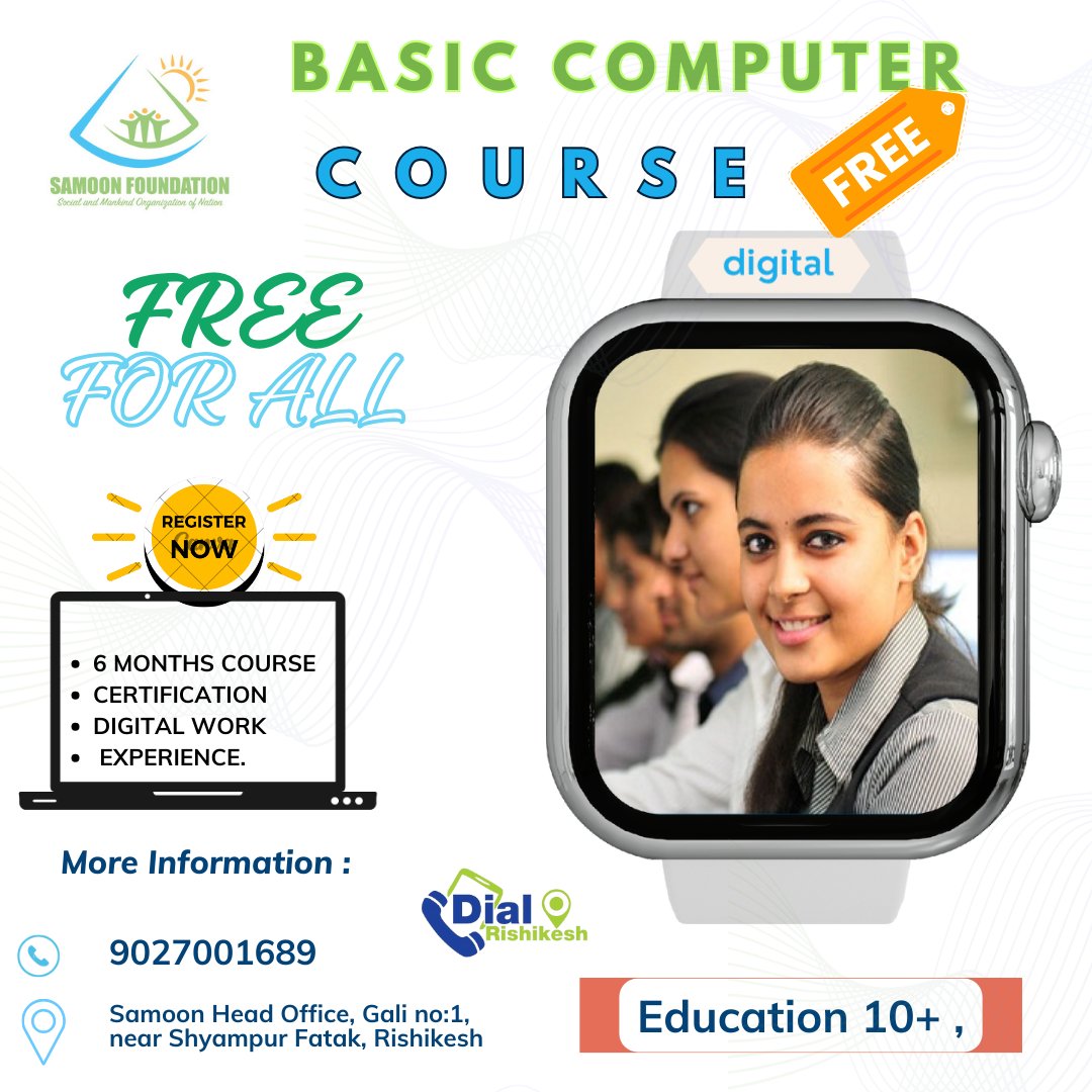 Free computer course in Shyampur Rishikesh. (मुफ्त कंप्यूटर शिक्षा )
'तकनीक हमें सीखने और बढ़ने में मदद करती है।” कंप्यूटर की इसी पहल को बढ़ाते हुए Samoon Pariwar श्यामपुर ऋषिकेश में मुफ्त कंप्यूटर शिक्षा प्रदान कर रहा है ! #supportlocal #growlocal #Shyampur #rishikesh #computer