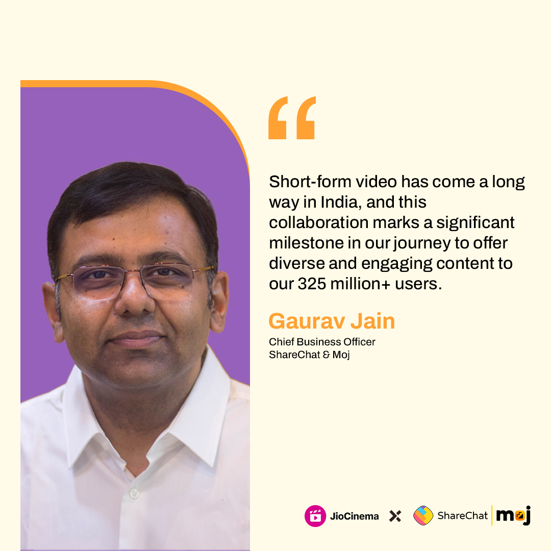 Take a look at what Hursh Shrivastava, Head of Strategy, Acquisitions & Partnerships at @viacom18 and our CBO, Gaurav Jain had to say about @JioCinema joining forces with ShareChat & Moj to showcase a wide collection of sports content. #ShortFormBigImpact