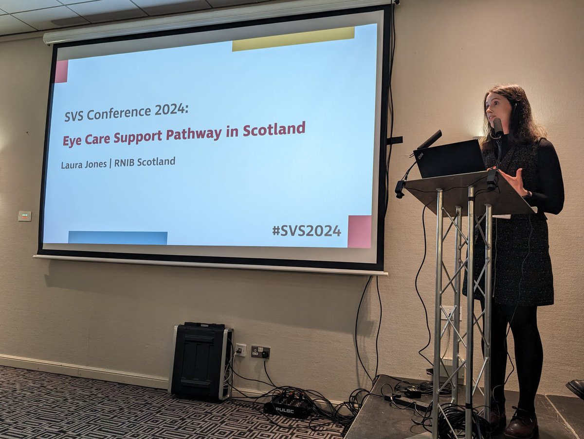 Now at #SVS2024, we hear from four speakers - Julie Mosgrove from @OptomScotland, Dr Paul Johnstone from Eye Health Scotland, Tom Ferris from @scotgovhealth and Laura Jones from @RNIBScotland - as they discuss support across the eye care support pathway!