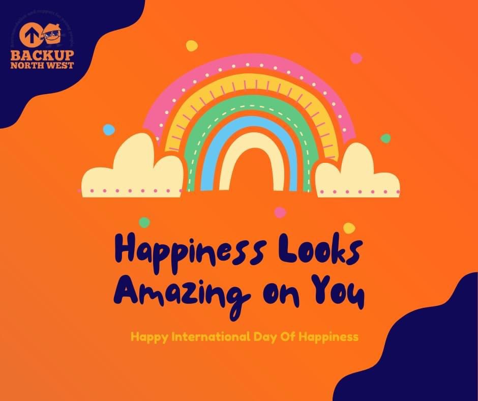 Happy #InternationalDayOfHappiness At BACKUP, what makes us happy is knowing that we are saving and changing lives for young people, supporting them to be safer, happier and healthier on their journey to independent living. Making them smile again! #boltoncharity 🧡
