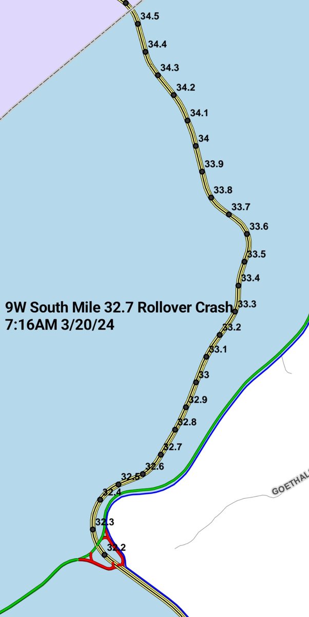 9W SOUTH Mile 32.7 Rollover Crash - vehicle landed on Northbound side 7:16AM 3/20/24