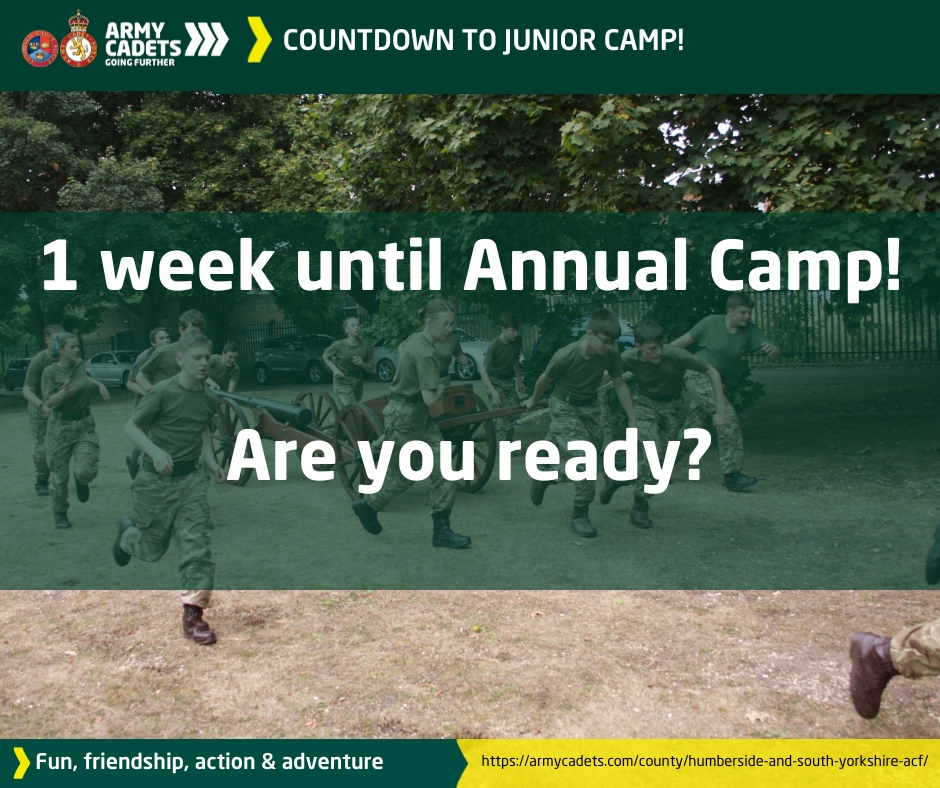 Just a week to go until we welcome the first group to Junior Annual Camp (just under 2 weeks for the second group). What you are most excited about? @ArmyCadetsUK @RFCAYH @4XCdtMedia