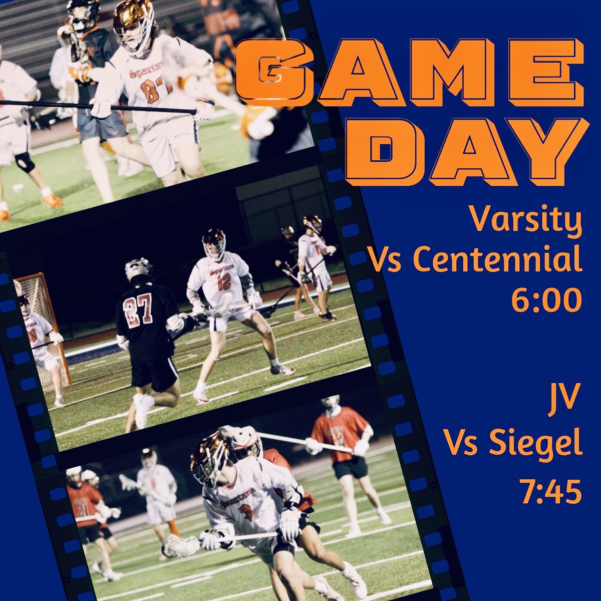 IT’s GAME DAY! 🥍🥍🥍

📆 Wednesday 3/20
🆚 Centennial/Seigel
🏟️ Summit HS Stadium
📍 Spring Hill, TN
⏰ Varsity 6:00, JV 7:45
🎟️ $5 at the gate, cash preferred, $20 max per family, children under 3 are free