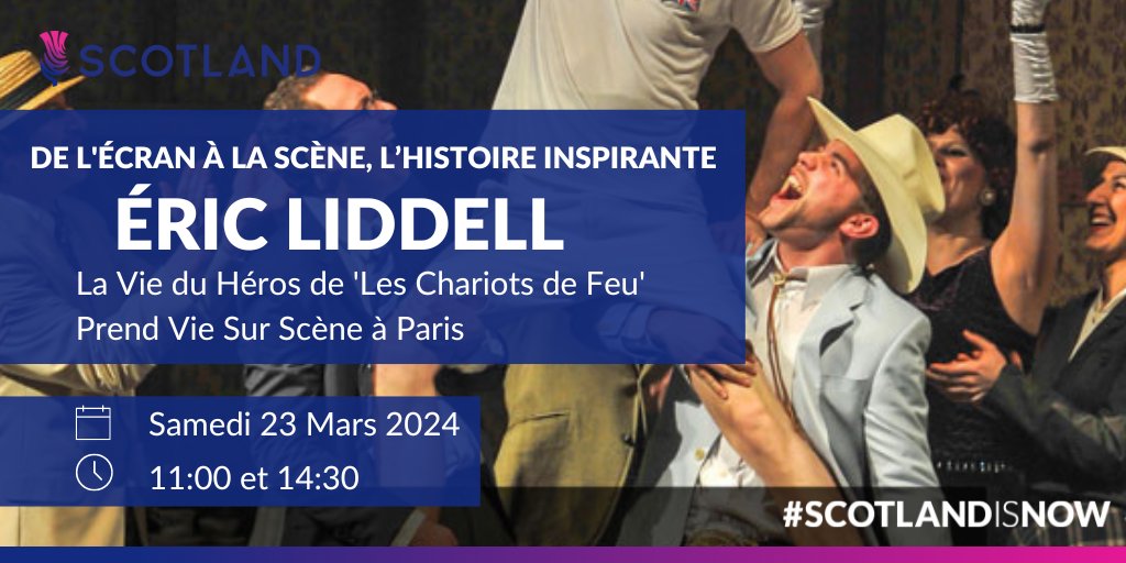 Il y a 100 ans, un Écossais a marqué l'histoire en refusant de courir aux JO de Paris 1924. Immortalisé dans 'Les Chariots de Feu', Eric Liddell inspire une pièce @ScotsKirkFrance. Nous sommes ravis de soutenir cette initiative. Inscrivez-vous ici : scotskirkparis@orange.fr 🎭🏃‍♂️