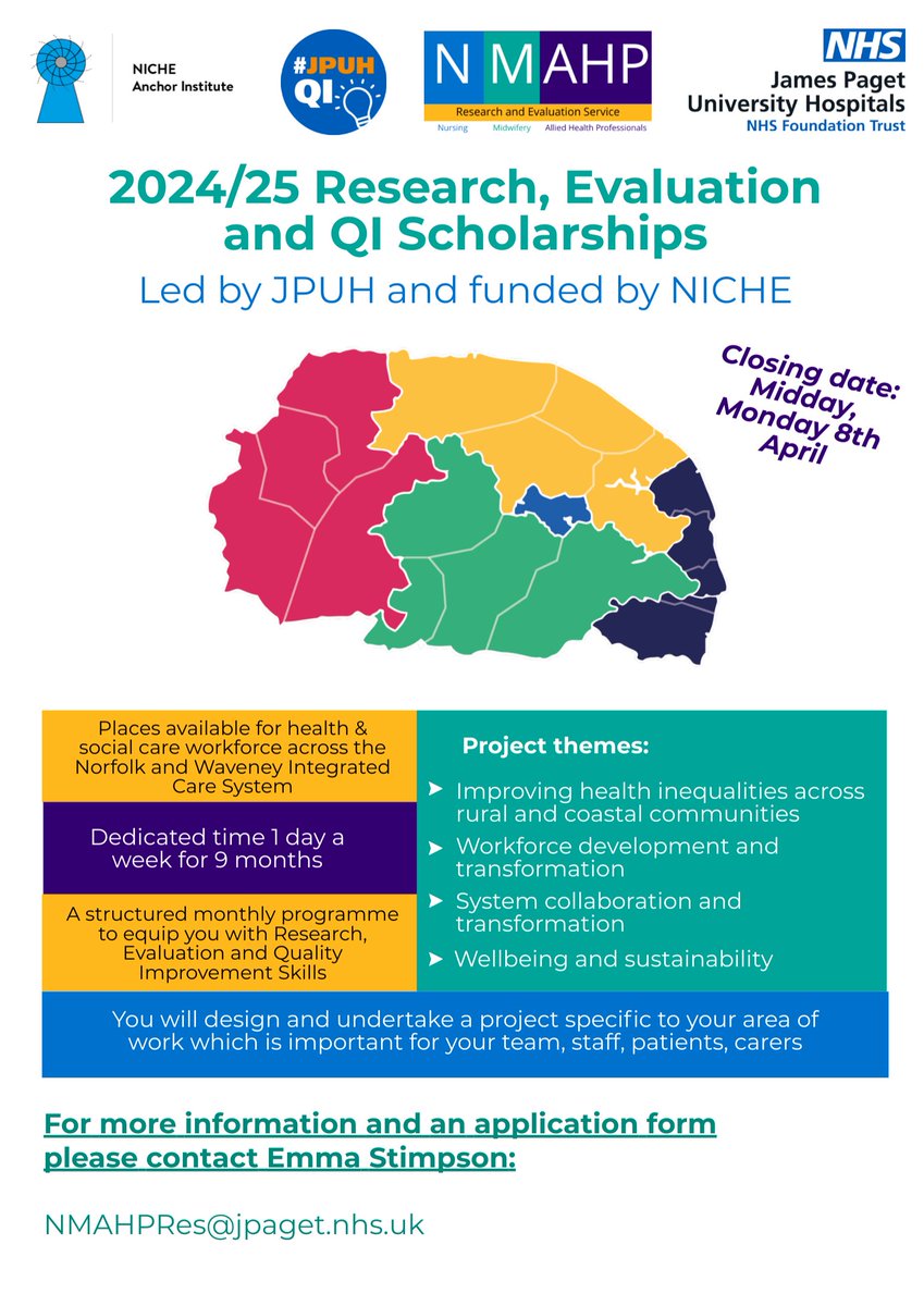 Applications for the 2024/25 research, evaluation and QI scholarships are now open! View image for more details: