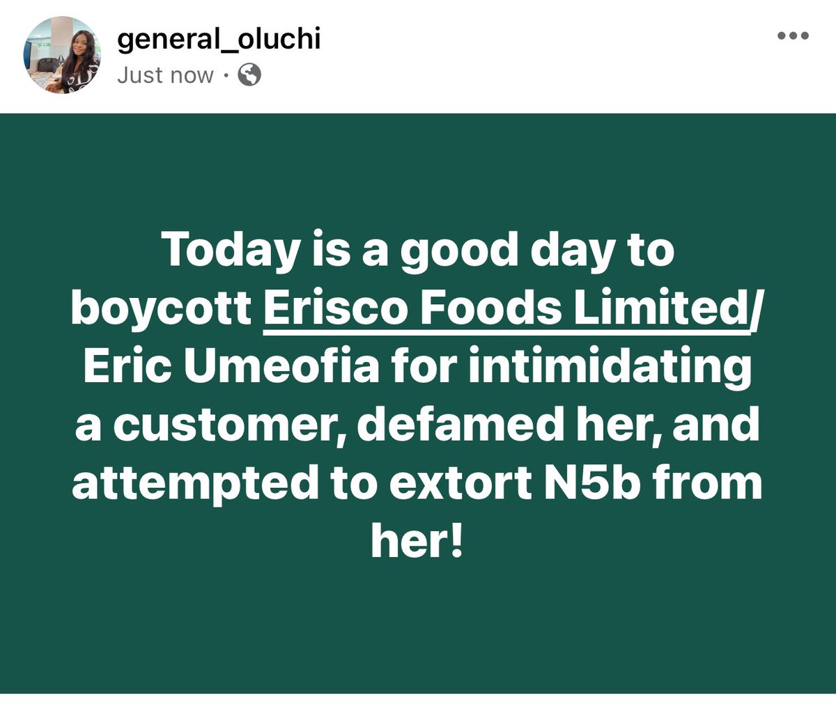 #BoycottEriscoFoods because a crime was committed and the <a href="/PoliceNG/">Nigeria Police Force</a> enabled it.