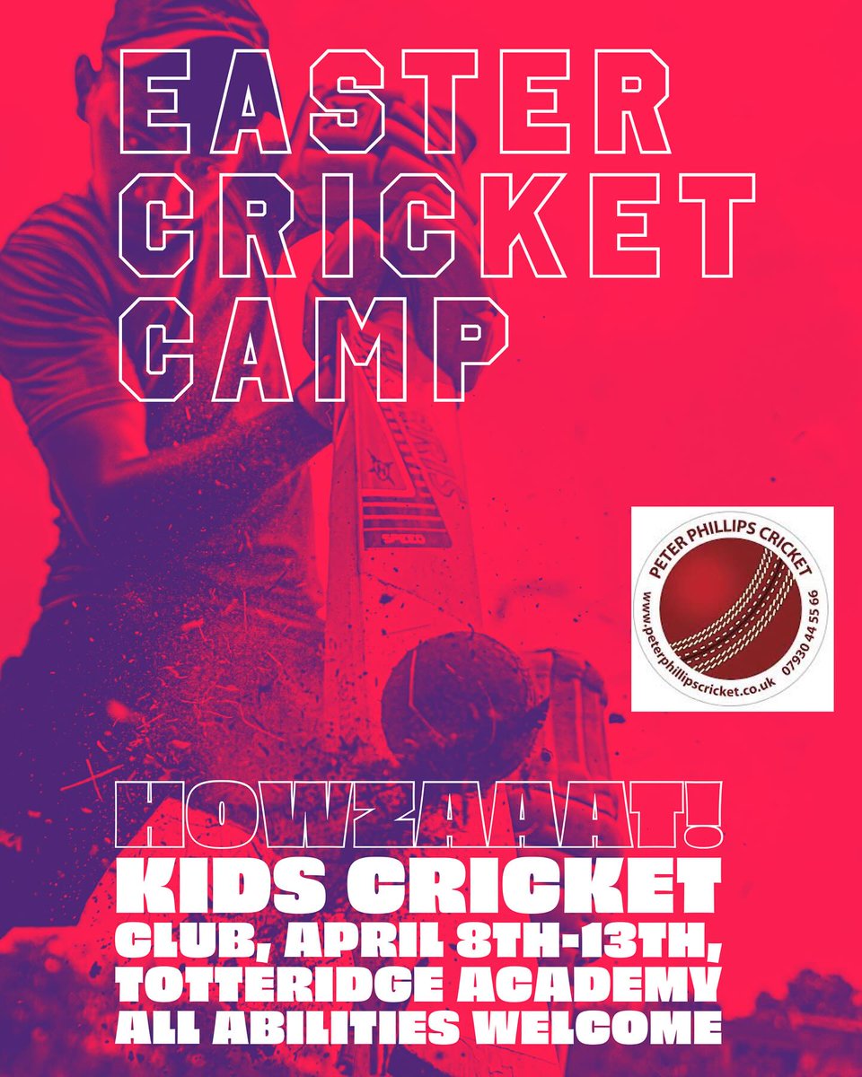 Please note that week 1 of our Easter holiday cricket camp is now fully booked!

Spaces still available on week 2
Monday April 8th to Friday 12th

Book now:
peterphillipscricket.co.uk/product/easter…

#peterphilipscricket #cricketcourse #kidscricket #cricketcoaching #nonstopcricket #eastercricket