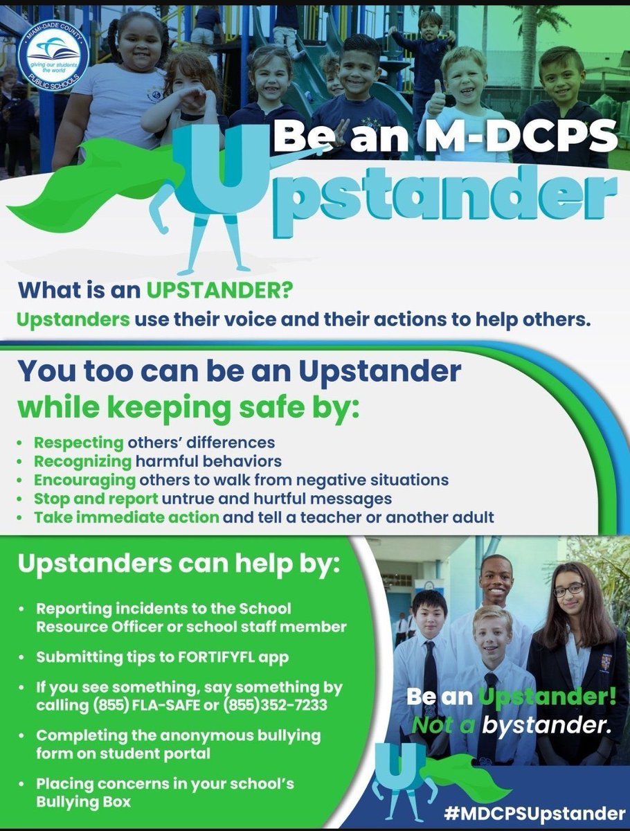 Let's help students not be bystanders of actions that may hurt others. We are launching a campaign to strengthen positive and supportive school culture. Be an UPstander @MDCPS