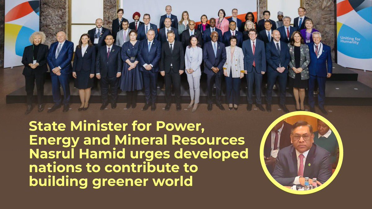 SM @NasrulHamid_MP has urged the developed countries to have firm determination for building a greener world. He was spekaing at an event  at the #BETD24. He also said the without mutual cooperation, expansion of #renewableenergy is impossible.
👉 bssnews.net/news/179647