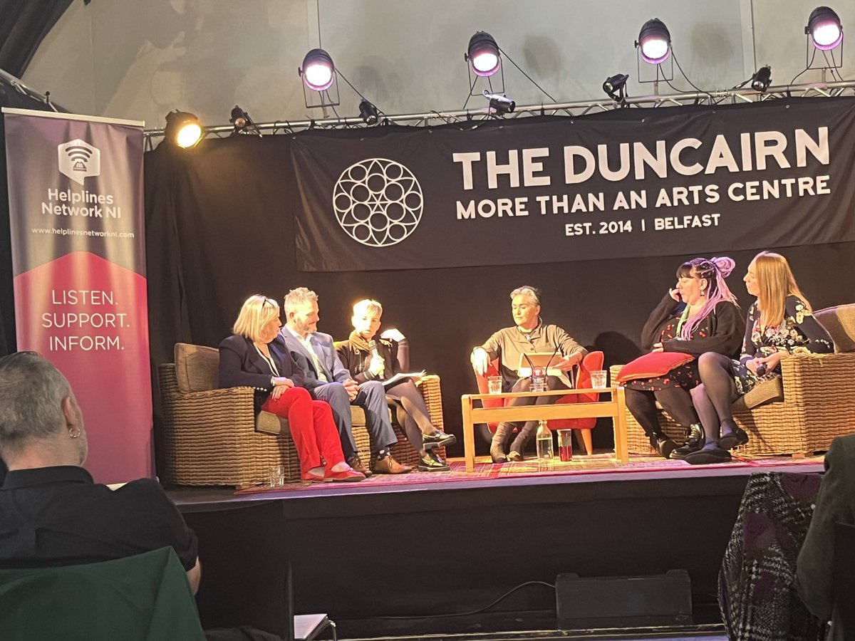 A great panel 🎤🛋️ assembled at todays @HelplinesNI Awareness Day @theduncairn discussing the Challenges Facing the Helpline Sector 📞@consumerlinda @UnsyMcK @PatientClient @RobbieButlerMLA @NSPCCNI @Clairesummer1 @HelplinesUK 👥 #CommunitySupport #SupportEachOthers @careopinion