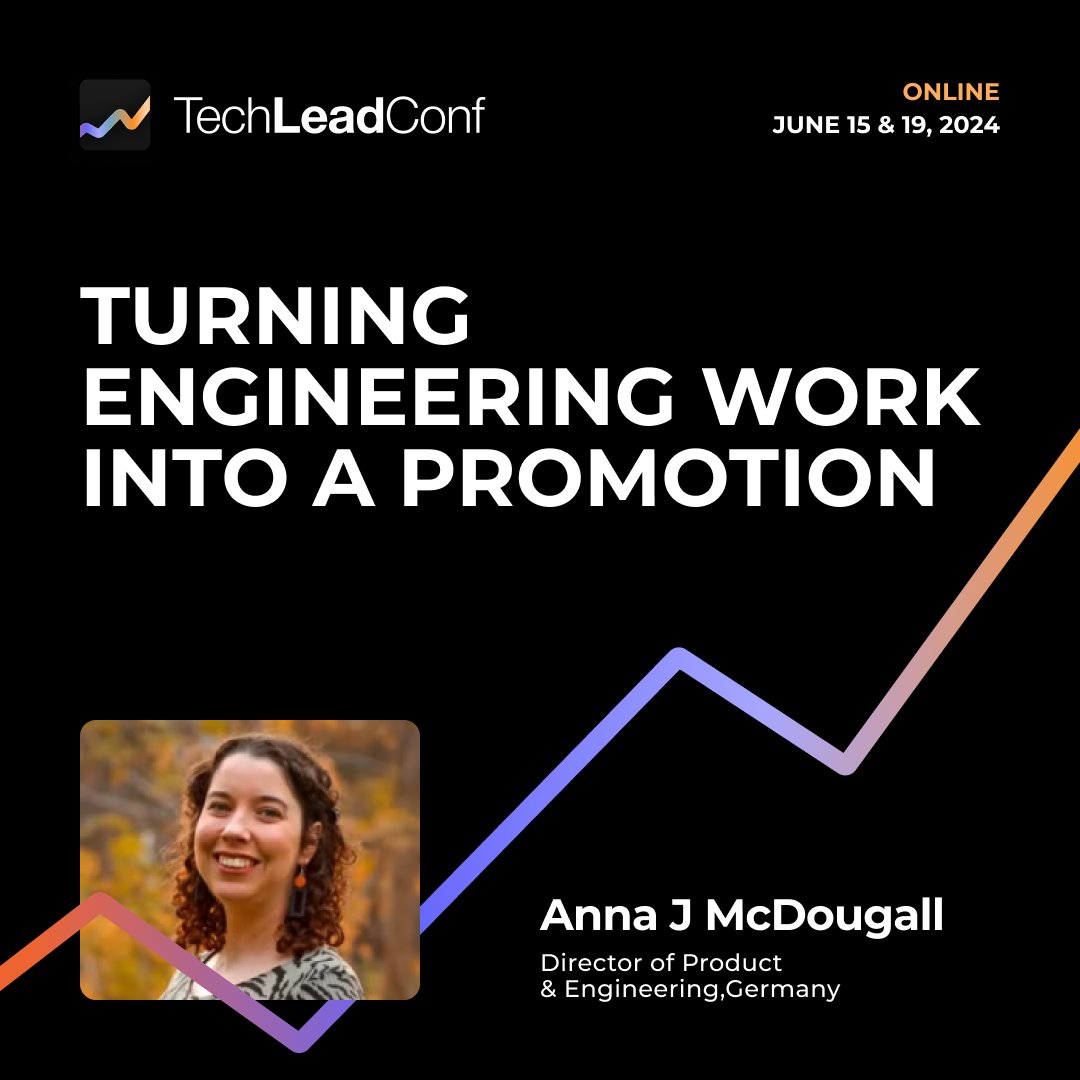 📈How to gain visibility in an organisation? Learn about “Turning Engineering Work into a Promotion” with <a href="/AnnaJMcDougall/">Anna McDougall</a>, Opera singer turned Director of Product, author "You Belong in Tech: How to Go from Zero Programming Knowledge to Hired”.

More at👉techleadconf.com