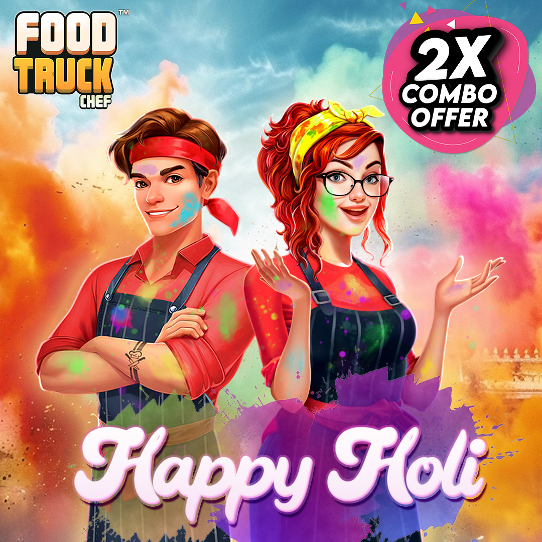 Celebrate Holi with a culinary explosion! Get 2X the Gems and double the fun on ALL combo IAP packs for a limited time only for Food Truck Chefs in India!  🇮🇳

Don't miss out on this offer, grab yours before it disappears!  ‍🎊🔫🔫🪅

#HoliSale #Cooking #LimitedTimeOffer #offers