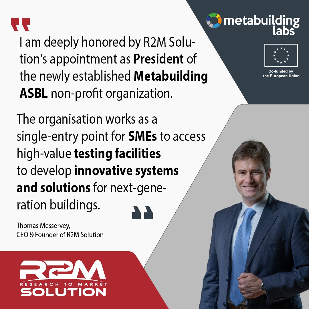 We are proud of the launch of the Metabuilding ASBL no-profit organization and to be appointed as President. The Metabuilding ASBL is the result of the @MBLabsProject -the #platform that connects SMEs to high-value testing facilities! 🔗metabuilding.com