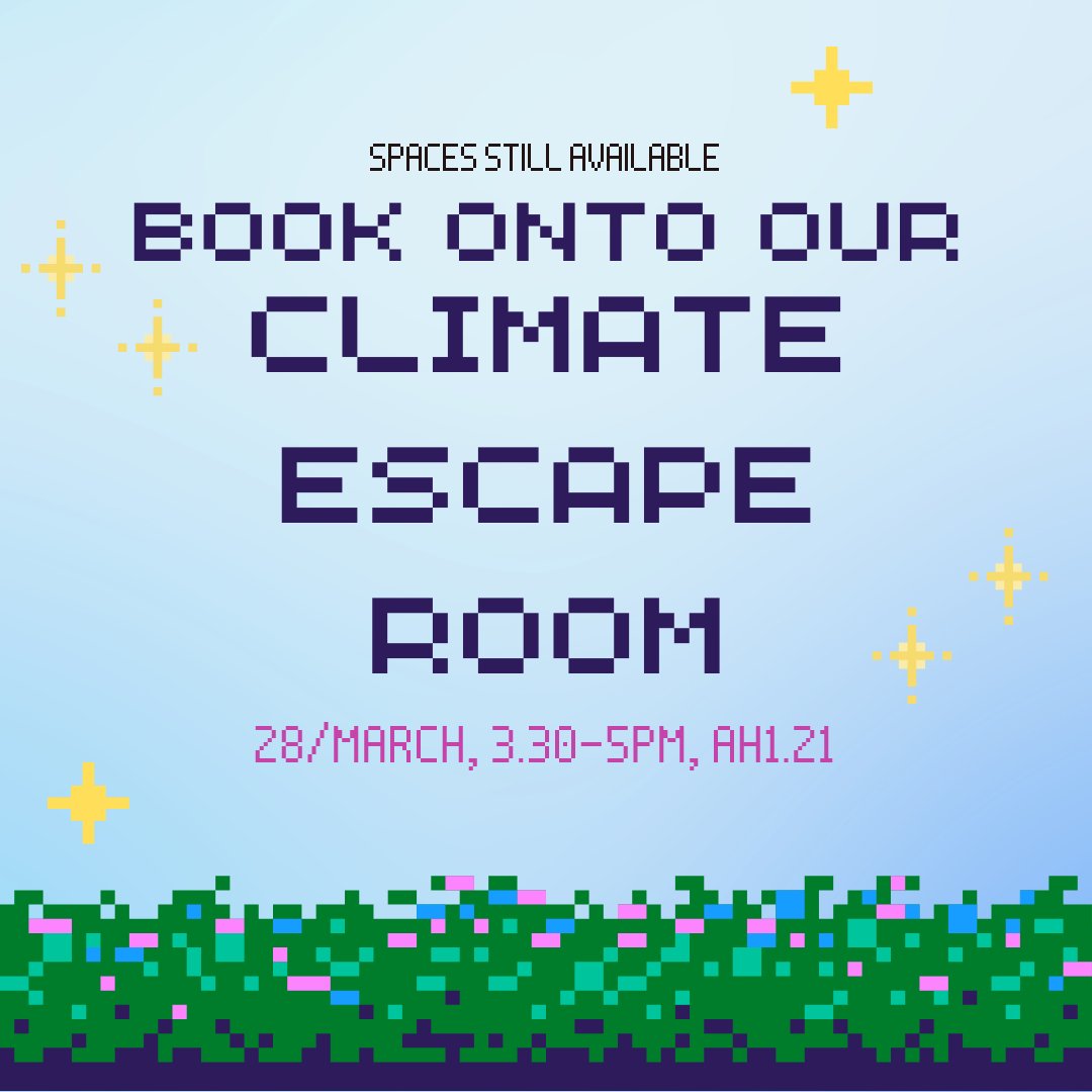 Want to play our Climate Escape Room? There are still spaces available for the Eco Hope StressLess Escape Room on 28 March, 3.30-5pm! Solve puzzles and clues and save the planet in the process! Grab a friend and book now! forms.office.com/e/J4euz5P2EE #cccu