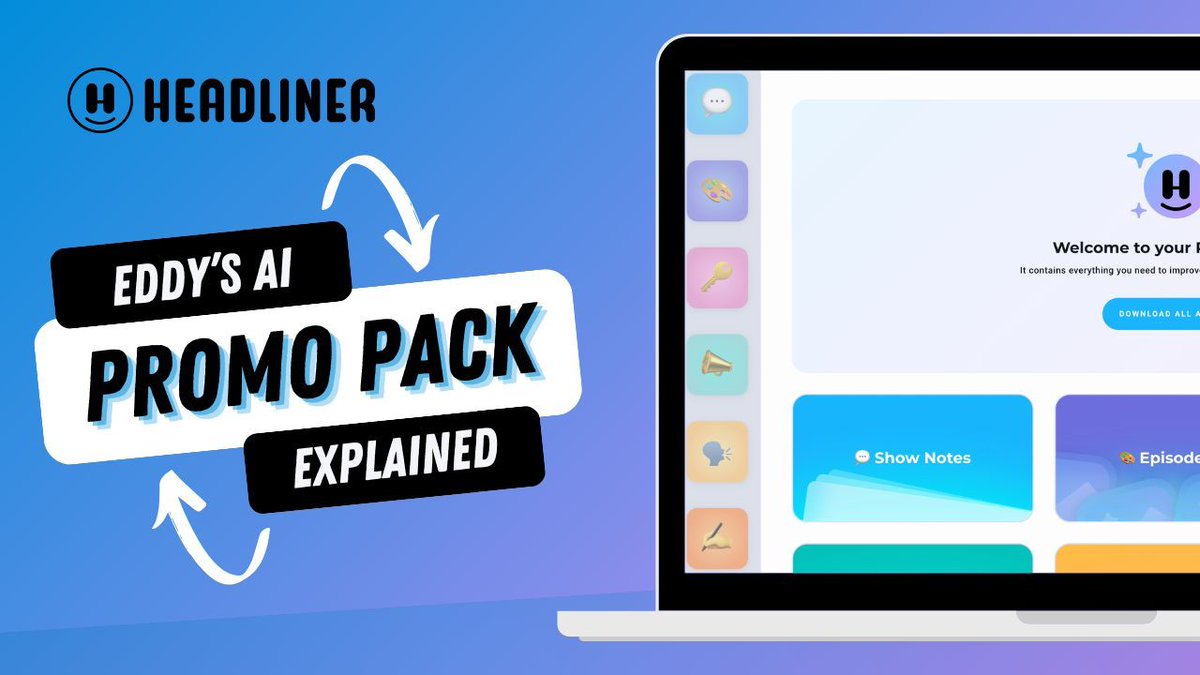 Learn more about Eddy's AI from our Head Designer, Max! Get an exclusive look at how Podcast Promo Pack 2.0 works for you and your Podcast. youtu.be/ATkdmLfSXQU #Headliner #podcastpromo #podcastmarketing #podcastingAI