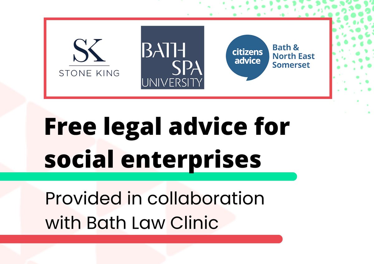 We’re thrilled to announce a partnership with Bath Law Clinic to offer free legal advice to social enterprises.

This is a chance to receive expert guidance on setting up and operating your social enterprise. 

Interested? Email us at hello@edventurefrome.org